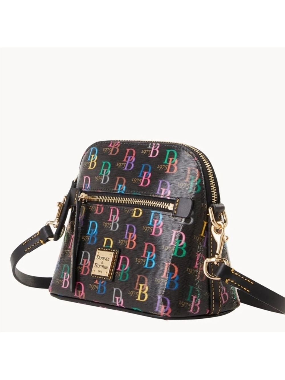 Dooney & Bourke Black Multicolor DB Logo Crossbody